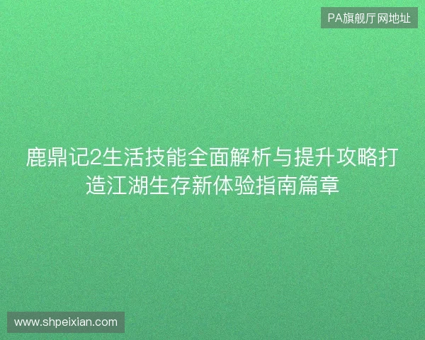 鹿鼎记2生活技能全面解析与提升攻略打造江湖生存新体验指南篇章